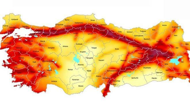 Türkiye mapa de risco de terremoto