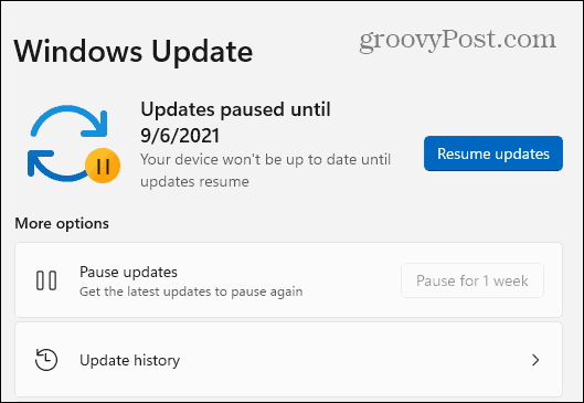 Atualizações do Windows 11 pausadas