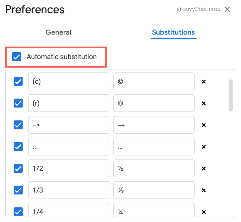 Habilitar Substituição Automática