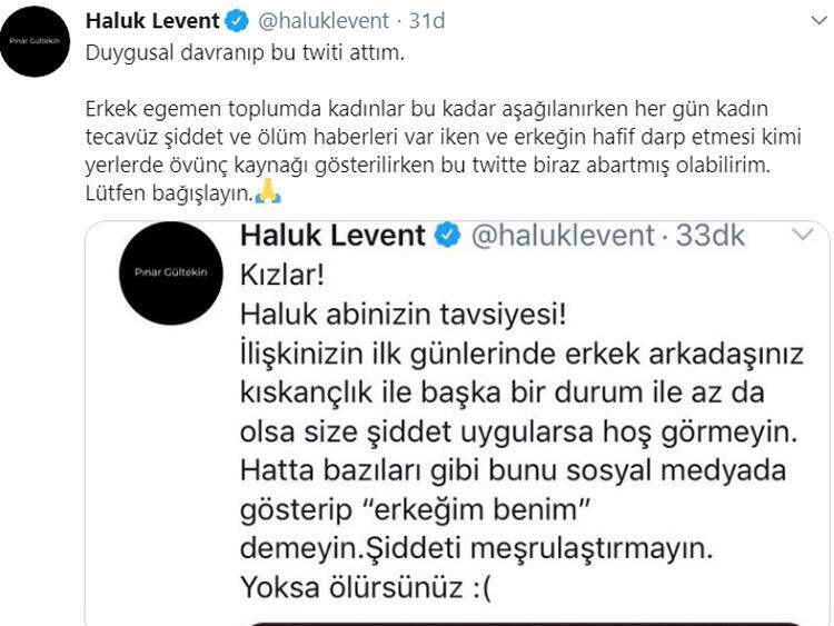 Haluk Levent Pınar reuniu uma reação após a partilha que fez após o assassinato de Gültekin!