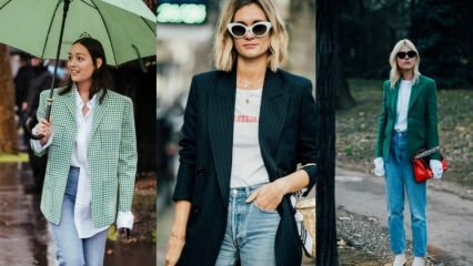 Sugestões de combinações de moda de blazer e jaqueta