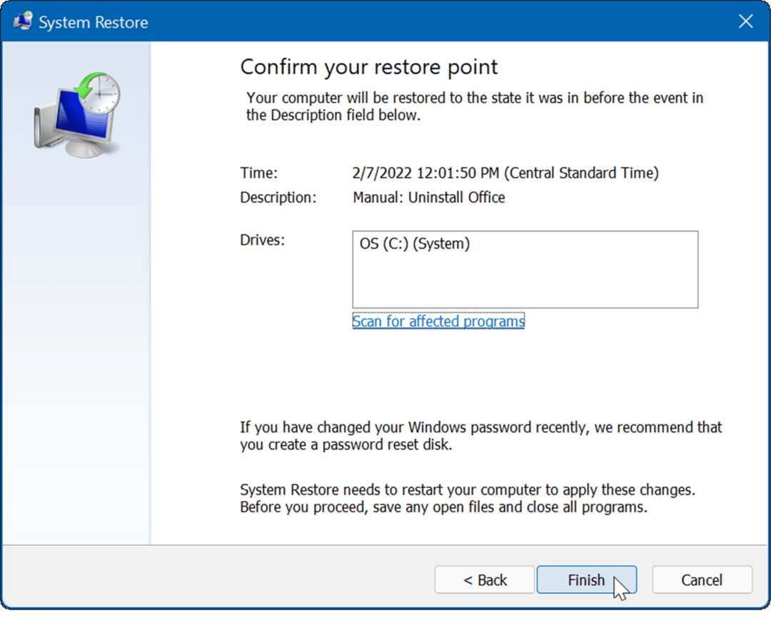Crie um ponto de restauração no Windows 11