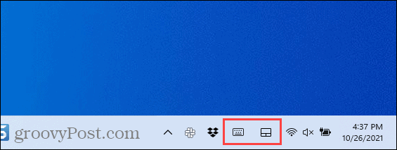 Ícones de canto da barra de tarefas no Windows 11