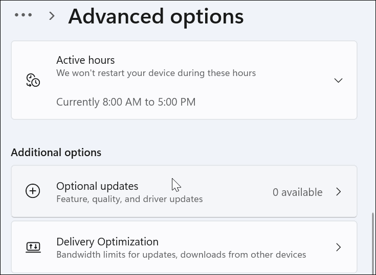 atualizações opcionais avançadas windows 11