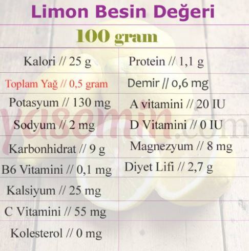 valores nutricionais de limão