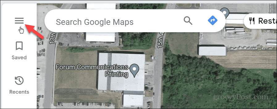 botão de menu Google Maps