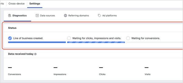 Verifique o status da ferramenta de atribuição do Facebook.