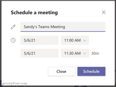 Marque uma reunião no Microsoft Teams para mais tarde