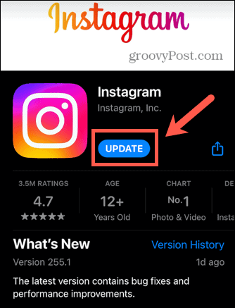 aplicativo de atualização do instagram