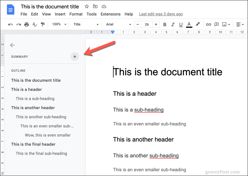 Resumo do documento do Google Docs