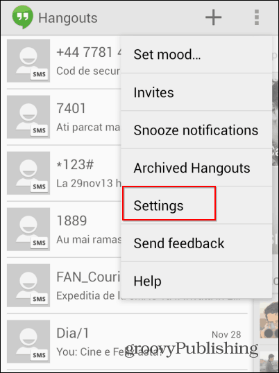 SMS do Hangouts