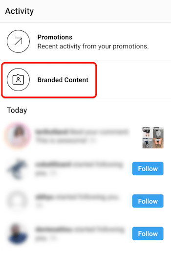 ver notificação de conteúdo da marca Instagram