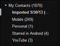 outlook.com para contatos do Gmail importados