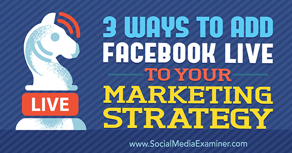 3 maneiras de adicionar o Facebook Live à sua estratégia de marketing por Matt Secrist no Social Media Examiner.