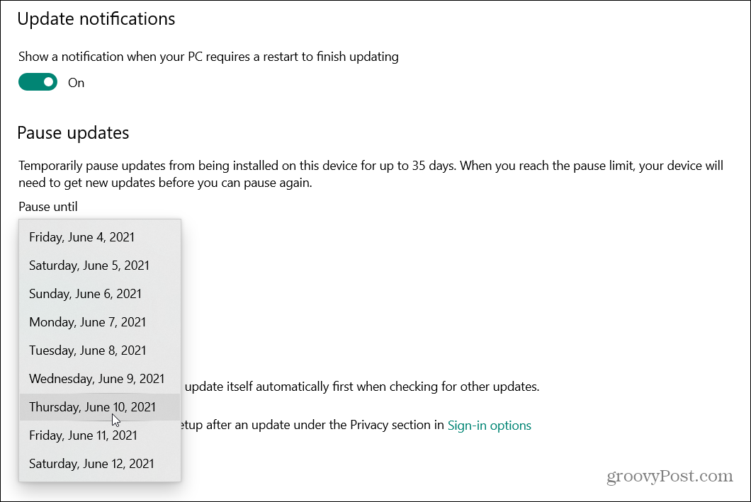 Como atrasar a atualização do Windows de 10 de maio de 2021 (versão 21H1)