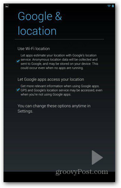 Contas de usuário do Nexus 7 - Localização do Google