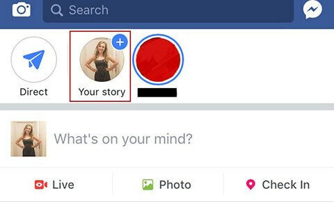 Criando sua primeira história no Facebook.