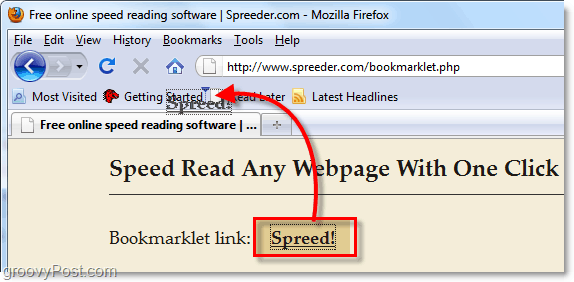 carregar texto no spreeder automaticamente usando um bookmarklet