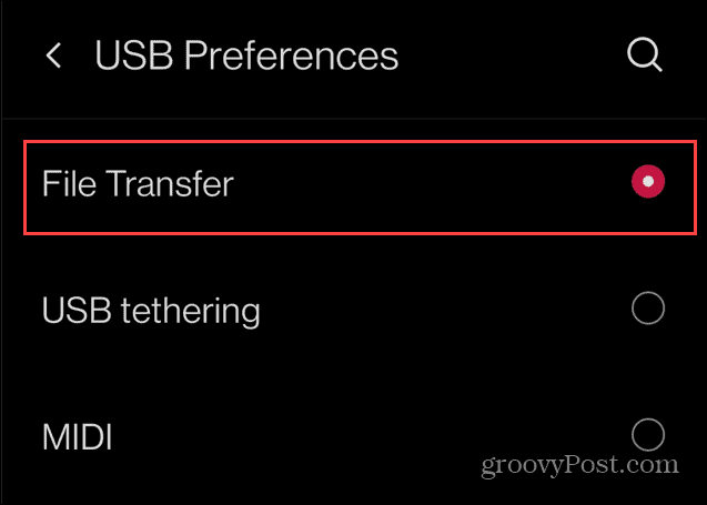 Transferir fotos do Android para uma unidade USB
