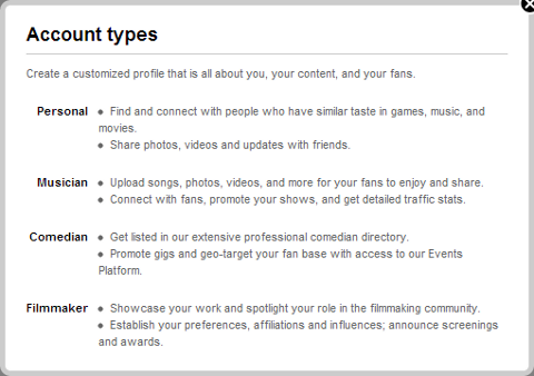 Novas funções de perfil do MySpace