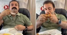 Reação de Şırdancı Mehmet no avião! Tirou a calda do peito no avião...