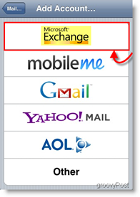 Apple iPhone e iPod Touch Adicionar servidor Exchange Mail ActiveSync