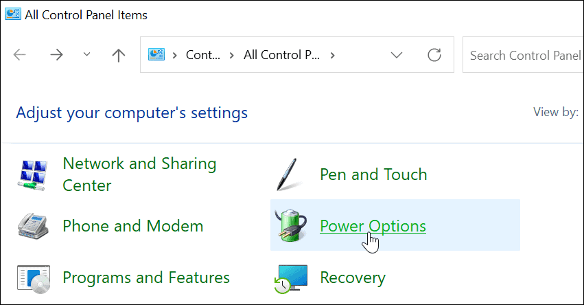 Painel de controle de opções de energia Windows 11