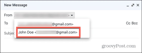 gmail selecionar alias