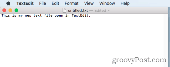 Arquivo de texto aberto no TextEdit no Mac
