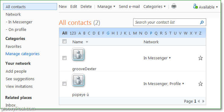 gerenciar seus contatos usando pessoas do Windows Live