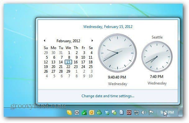 Relógio do calendário do Windows