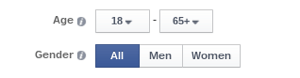 anúncio do Facebook com segmentação por faixa etária e sexo
