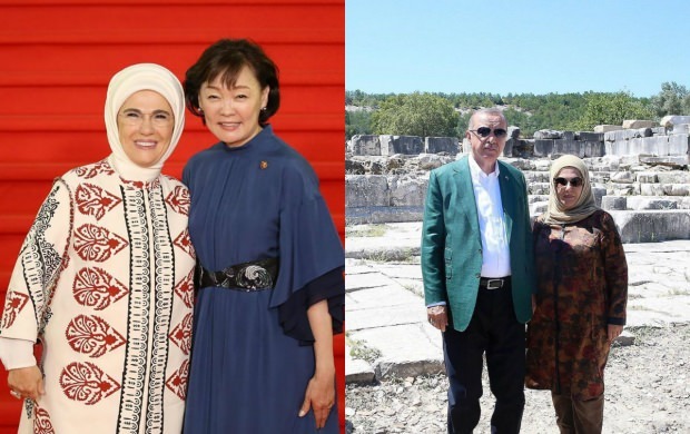 O satélite da primeira-dama Erdogan se encaixa no estilo xaile de tendência de 2019