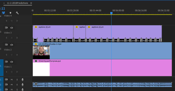 Use um fluxo de trabalho de seis etapas para criar vídeo para várias plataformas, etapa 10, adicione seu arquivo .srt ao seu vídeo no Premiere Pro