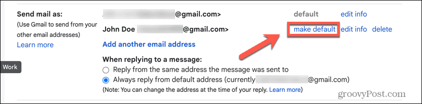 gmail tornar padrão