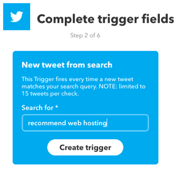Crie um miniaplicativo IFTTT que é acionado por uma pesquisa no Twitter.