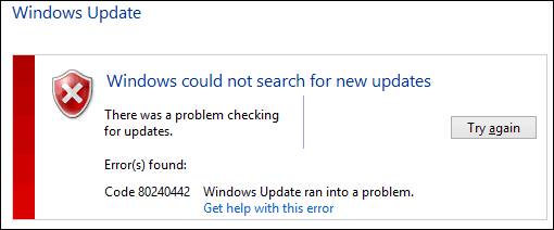 Erro original do Windows Update