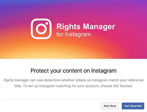 O Instagram parece ter habilitado o Rights Manager for Instagram.
