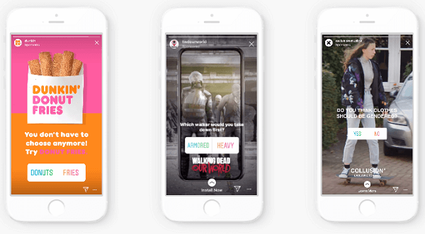 O Instagram adicionou a opção de incluir elementos interativos nas histórias patrocinadas, começando com um adesivo de votação.
