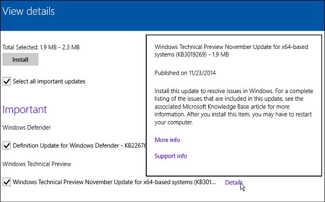 Patch das versões da Microsoft (KB3019269) para Windows 10 Build 9879