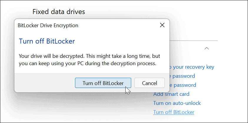 Desativar confirmação do BitLocker