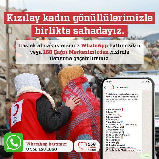 O Crescente Vermelho Turco estabeleceu uma linha de Whatsapp para vítimas do terremoto