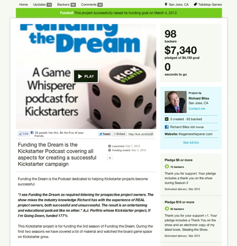 kickstarter financiando o podcast dos sonhos
