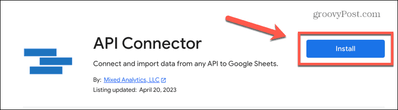 Conector API de instalação do Google Sheets