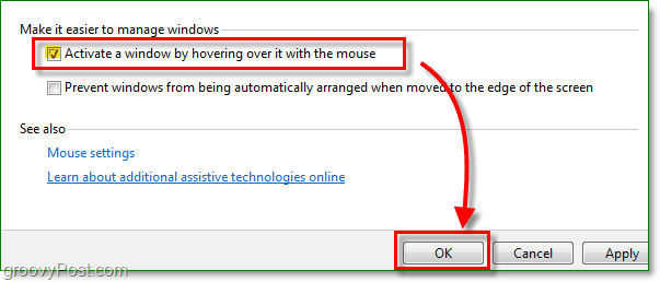 clique na caixa de seleção ao lado para ativar uma janela, passando o mouse sobre ela com o mouse, tudo novo no windows 7