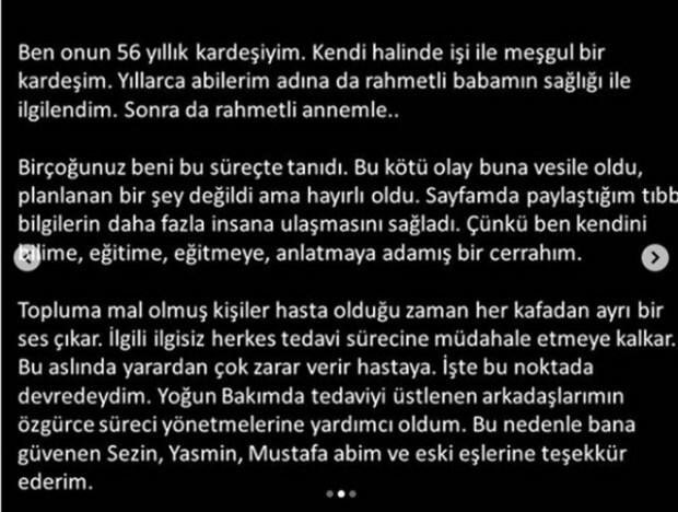 Declaração importante sobre o estado de saúde de Mehmet Ali Erbil!