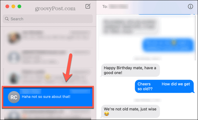 conversa de mensagens do mac select