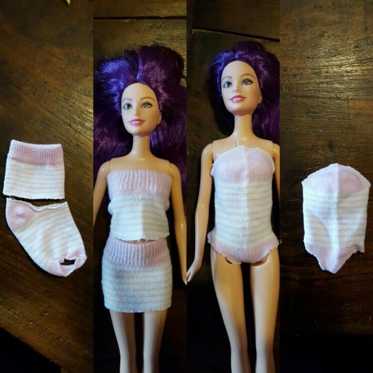 Como costurar roupas para bonecas Barbie? Costura fácil e prática do vestido do bebê