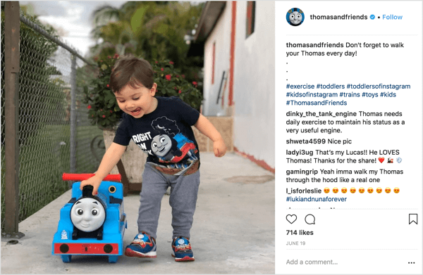Thomas & Friends compartilha fotos enviadas por pais de crianças usando mercadorias da marca.