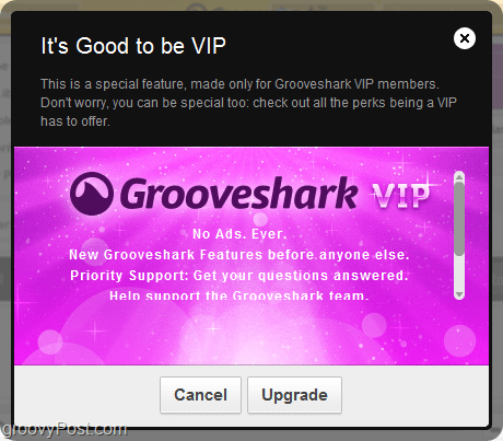 benefícios da conta VIP do Grooveshark